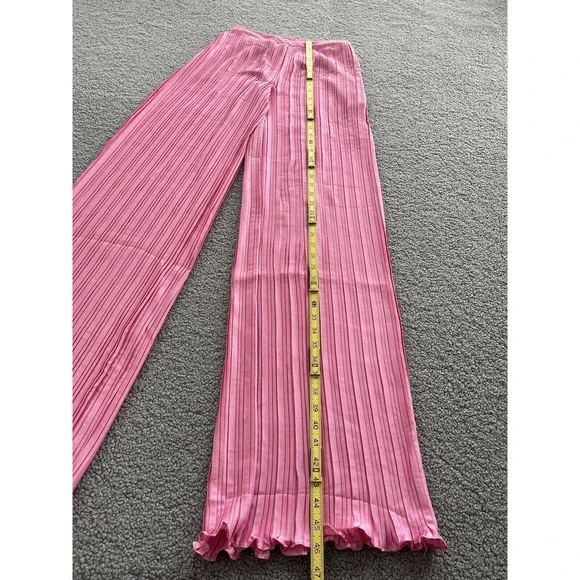 Free People Rococo Sand Women Wide Leg Pleated Mid Rise Pink Pants Sz XS New